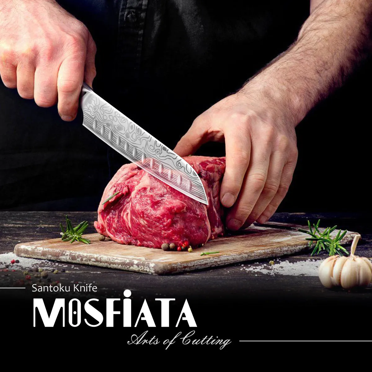 MOSFiATA Santoku 7" Set Salvadita e Affilatore Inox