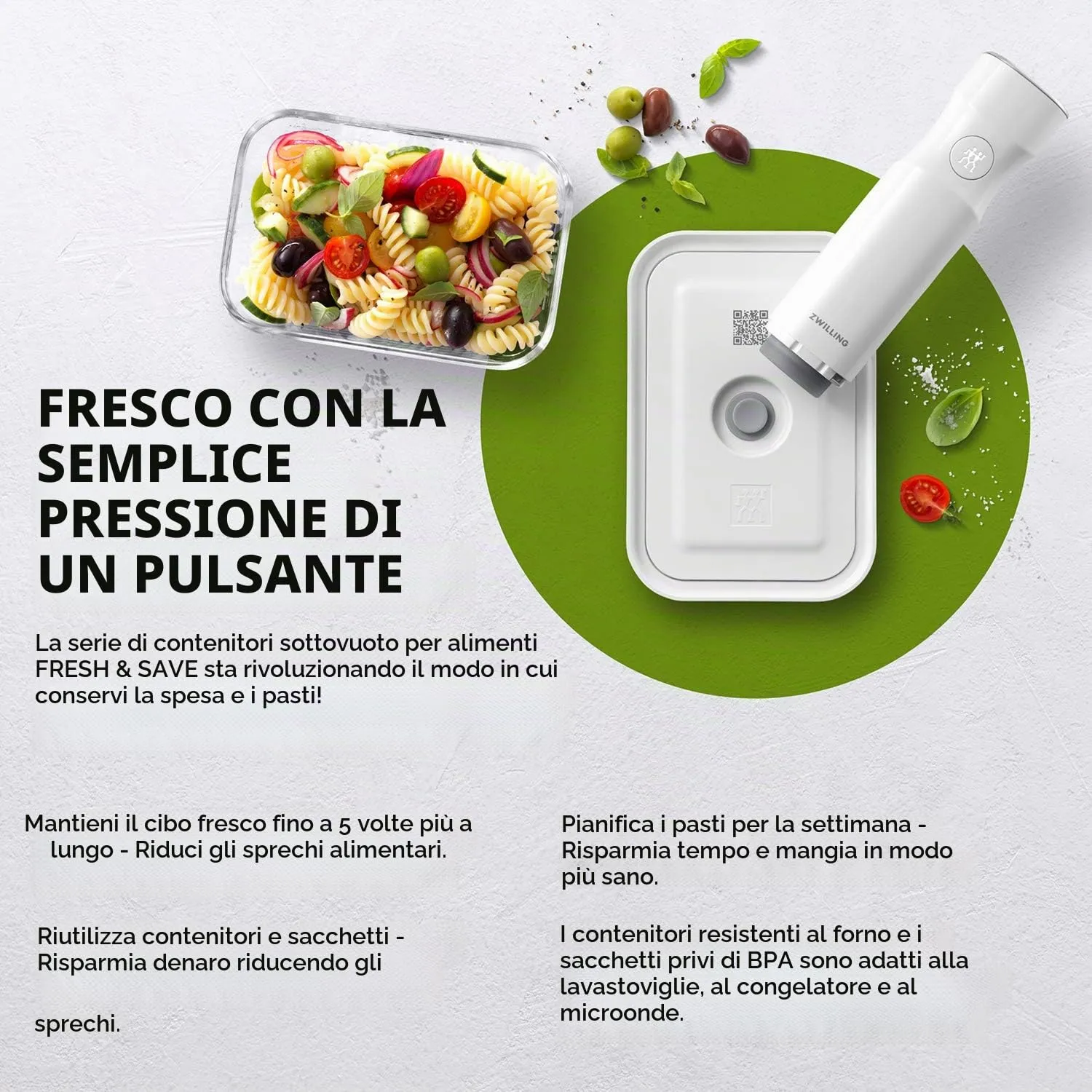 Zwilling Fresh & Save kit sottovuoto 6 pezzi ricaricabile
