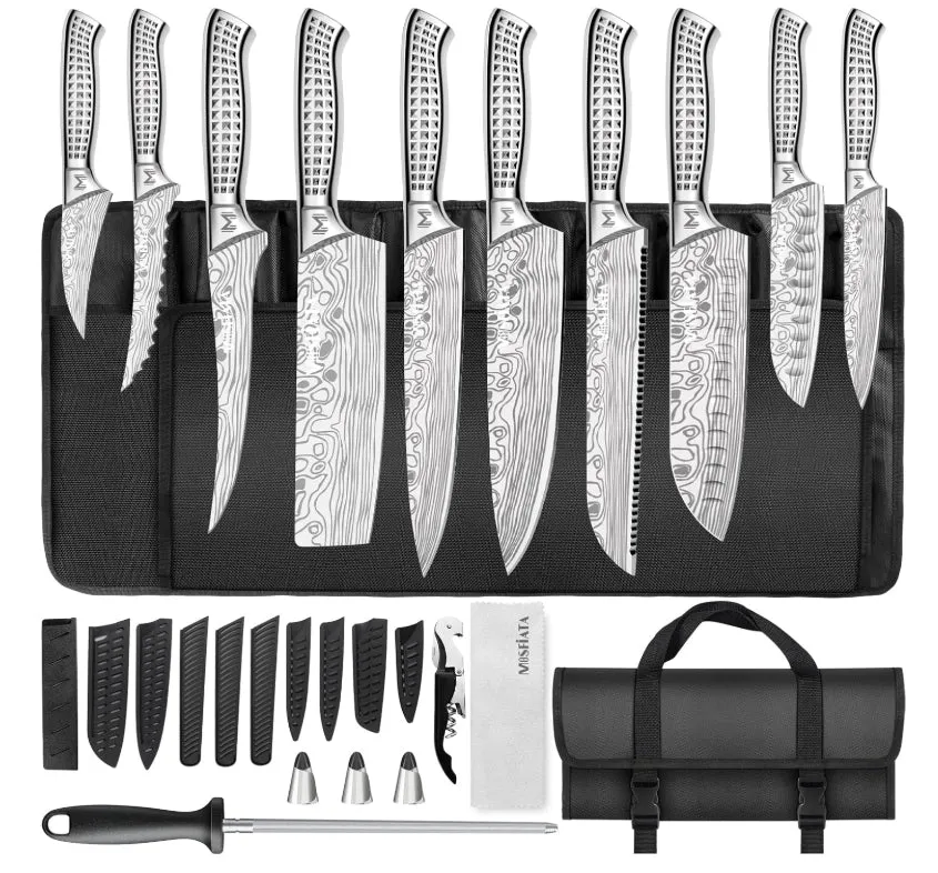 MOSFiATA set coltelli cucina 17 pezzi borsa acciaio inox