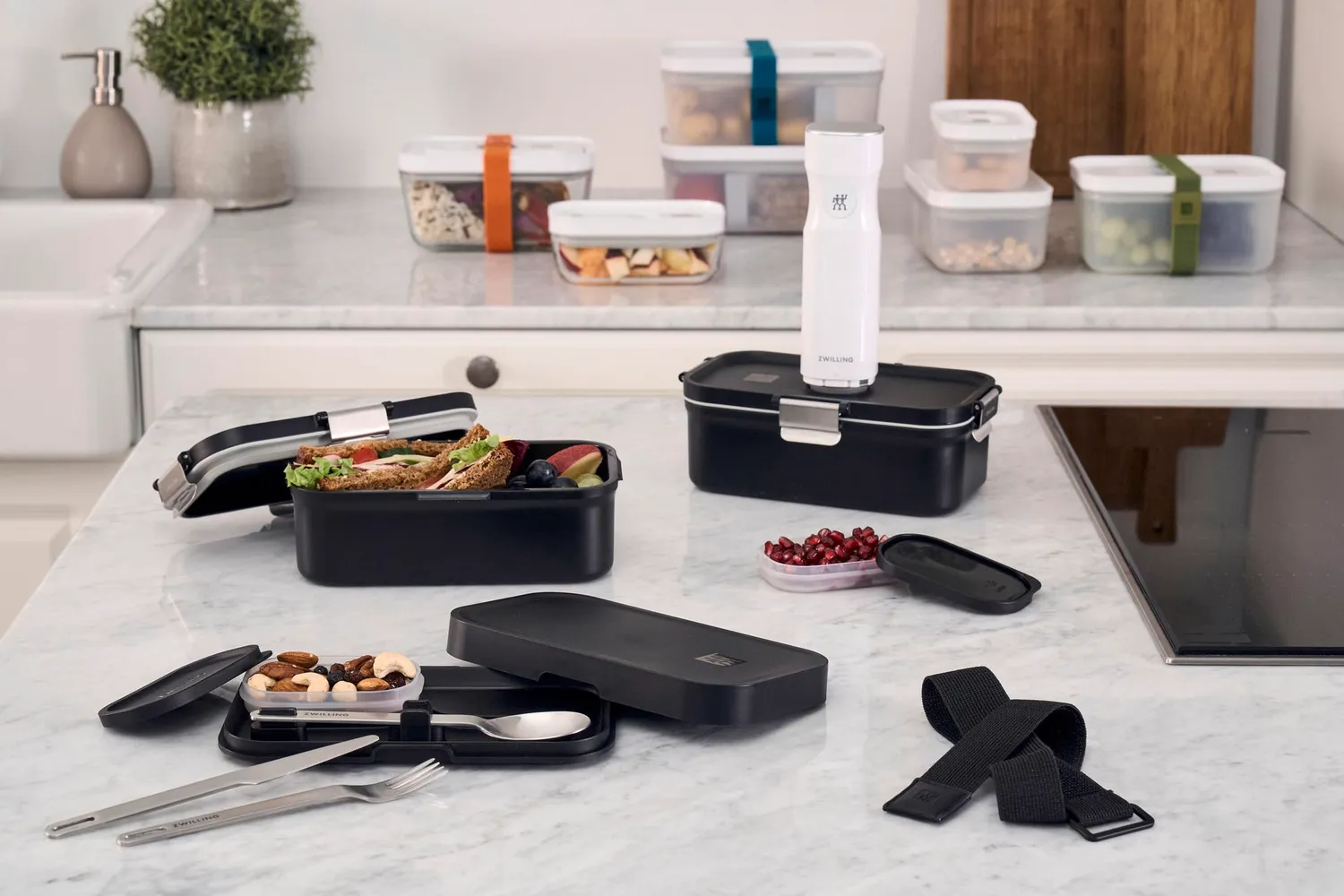 Zwilling Fresh & Save lunch box nero sottovuoto posate
