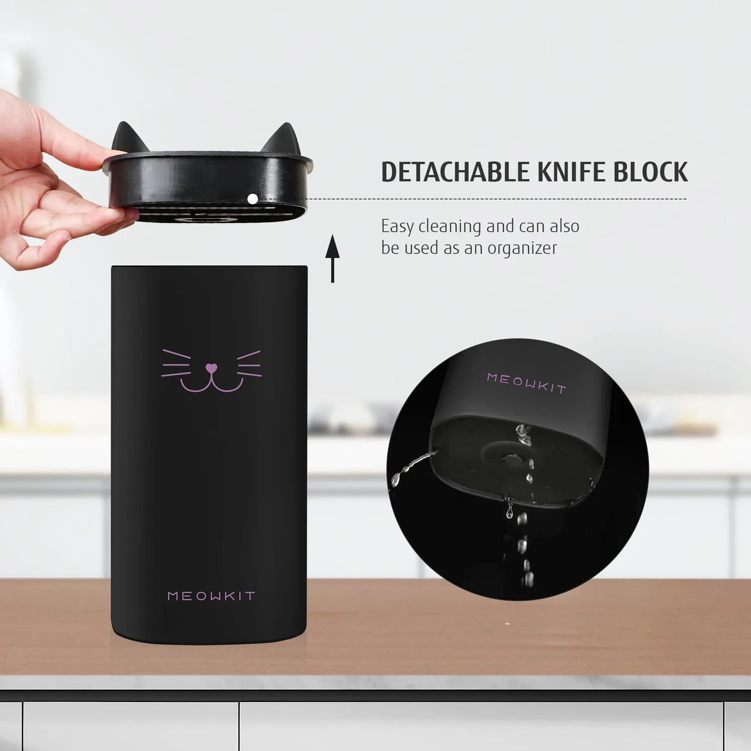 Meowkit Zampa Gatto Set Coltelli Cucina 5 Pezzi Nero-Rosa