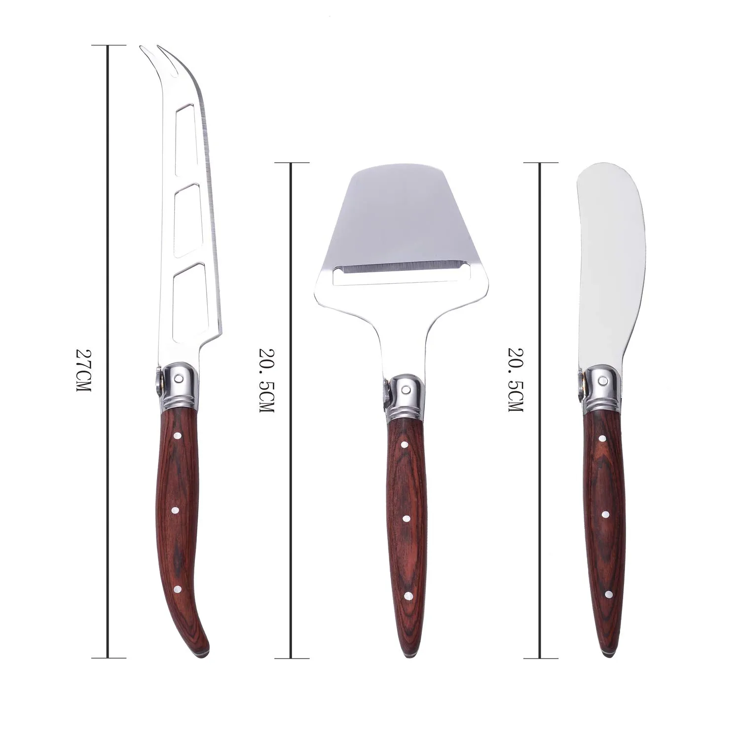 Laguiole en Aubrac set 3 coltelli formaggio legno marrone