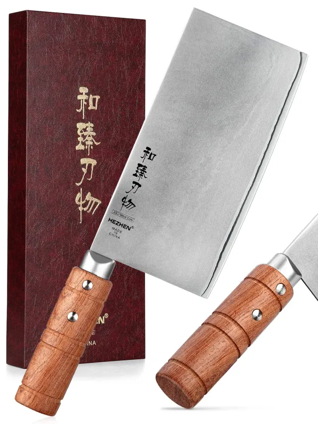 Hezhen Mannaia Cinese Coltello 18 cm Legno Padauk