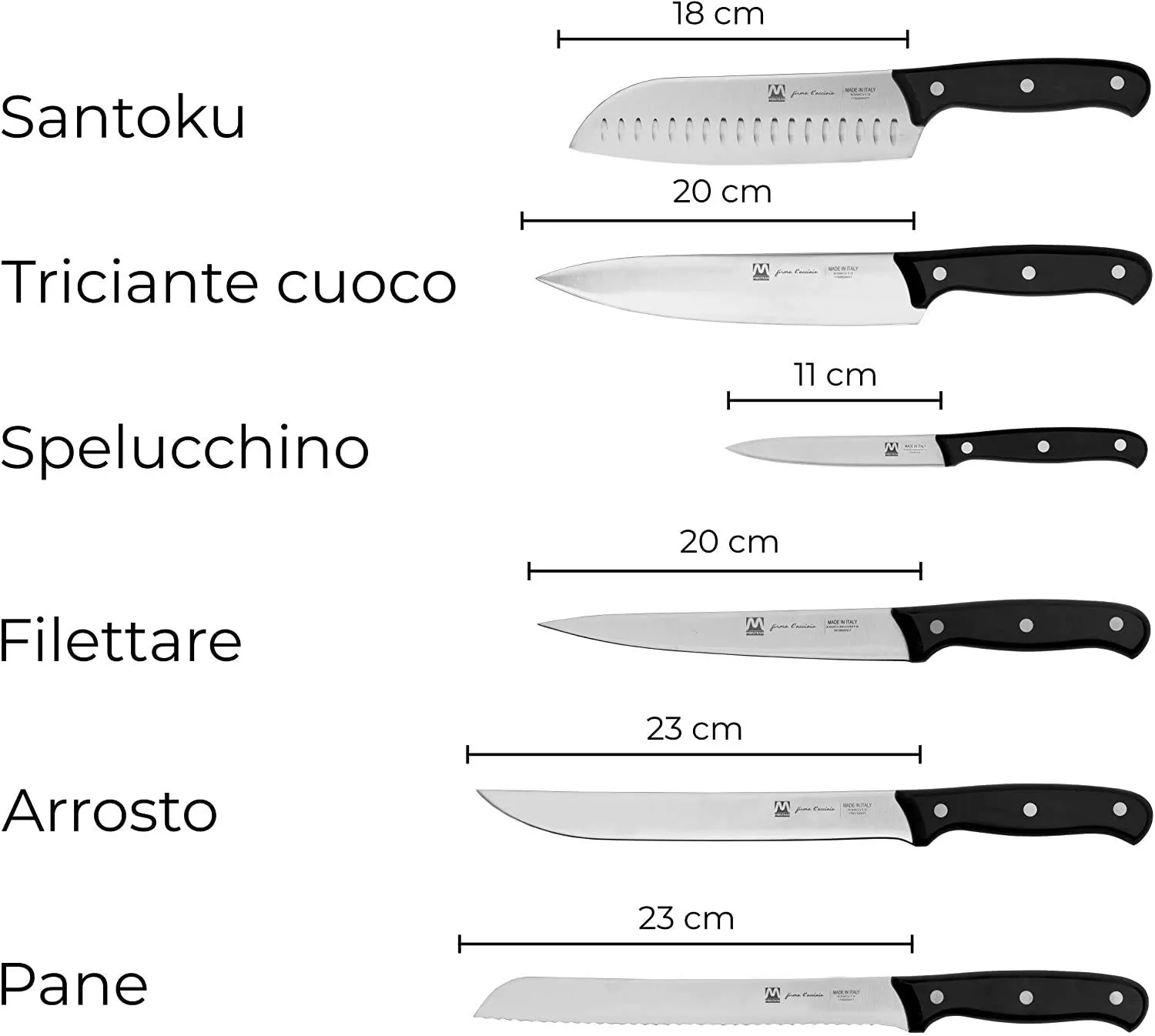 Montana Blu Integral Ceppo 6 Coltelli Cucina Magnetico Faggio