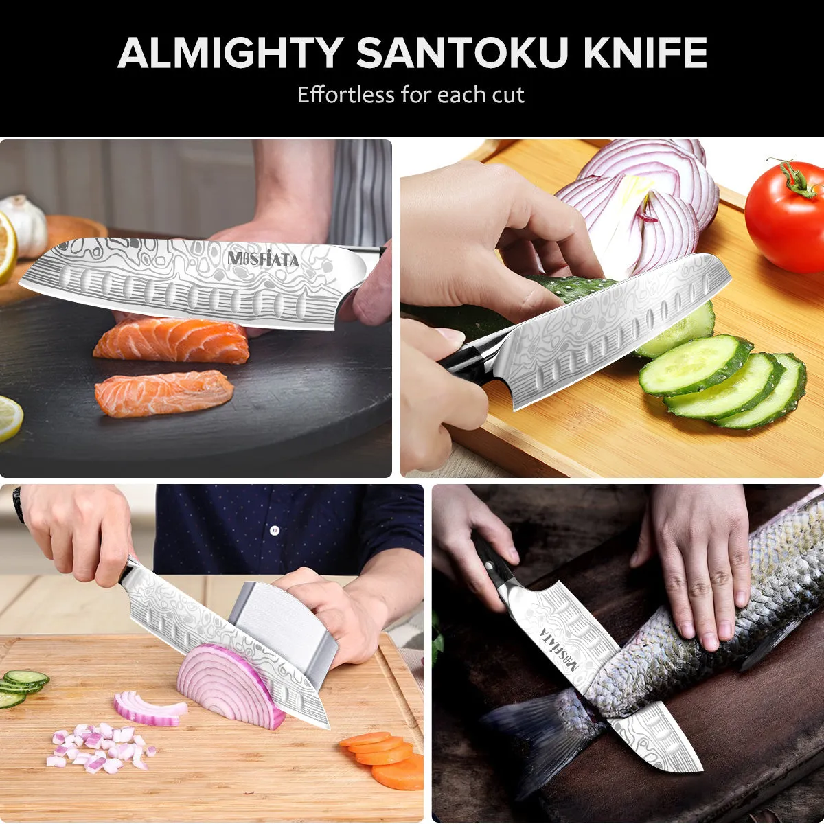 MOSFiATA Santoku 7" Set Salvadita e Affilatore Inox