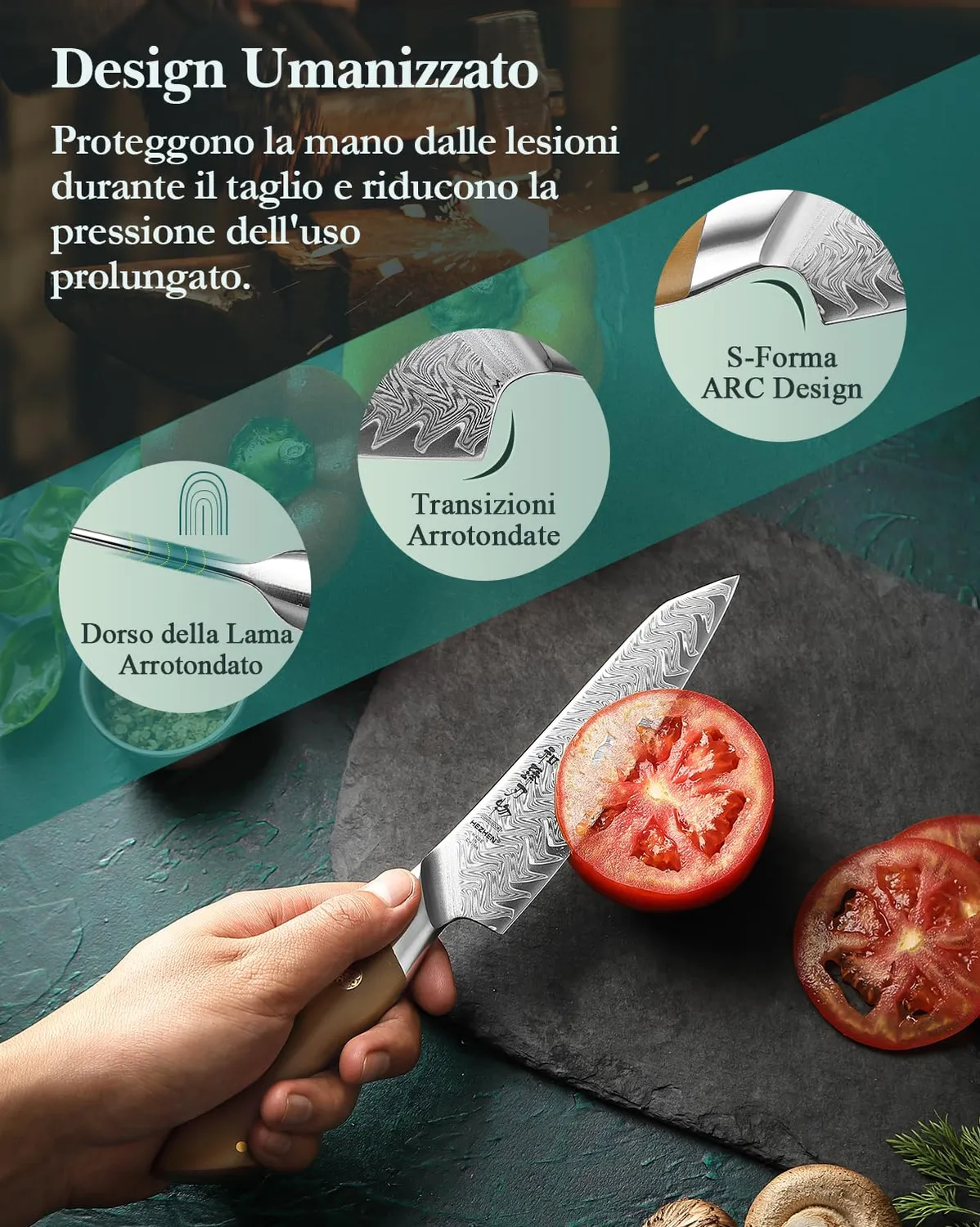 HEZHEN Damasco 14 cm coltello universale 67 strati