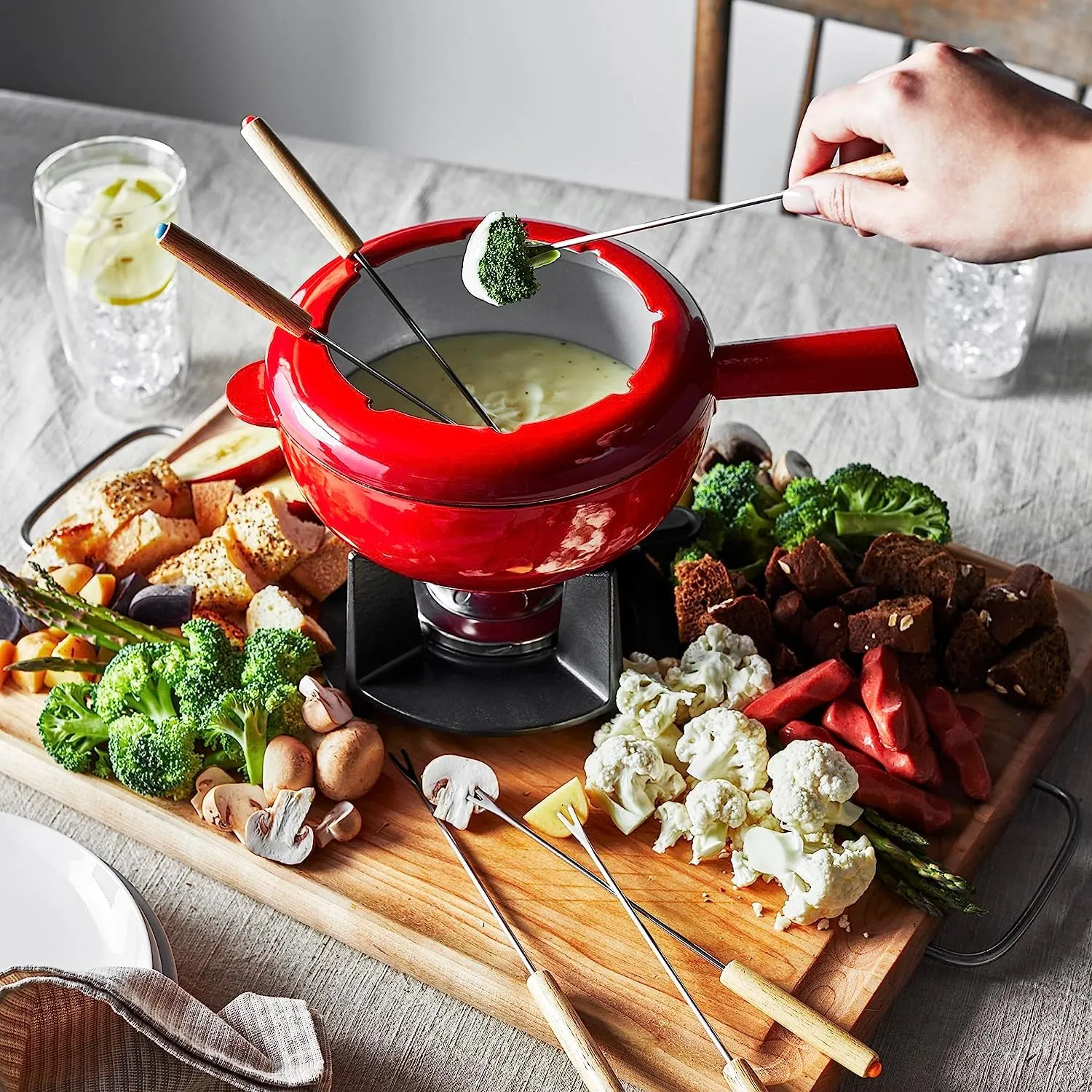 Zwilling set fonduta ghisa rossa 1,9 L 6 forchette formaggio