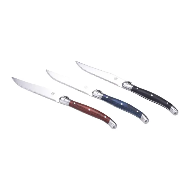 Laguiole en Aubrac coltelli bistecca set 6 pezzi con ceppo legno