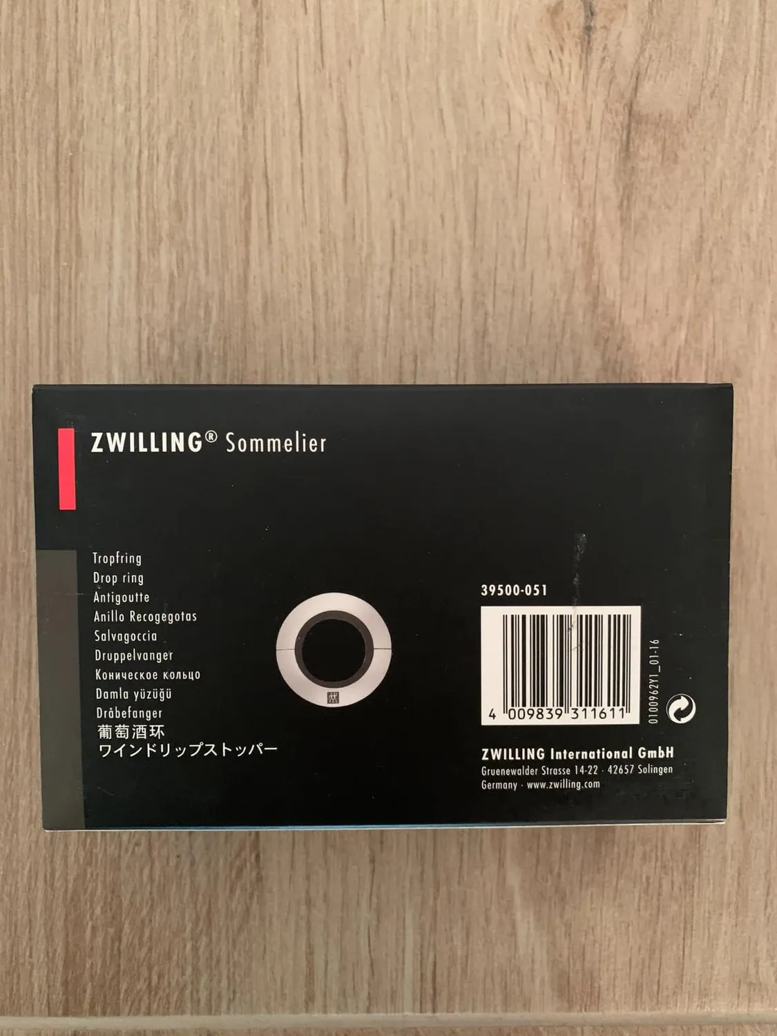 Zwilling Sommelier Anello Salvagoccia Acciaio Inox Feltro