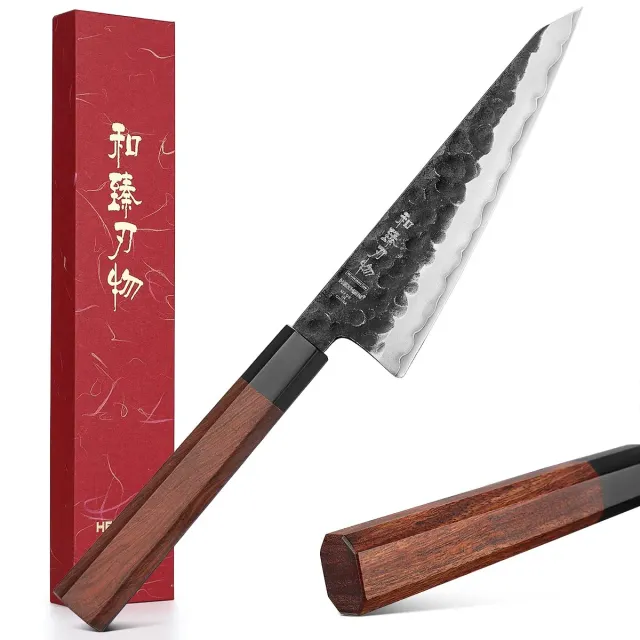 Hezhen Retro coltello spelucchino Honesuki rossonero