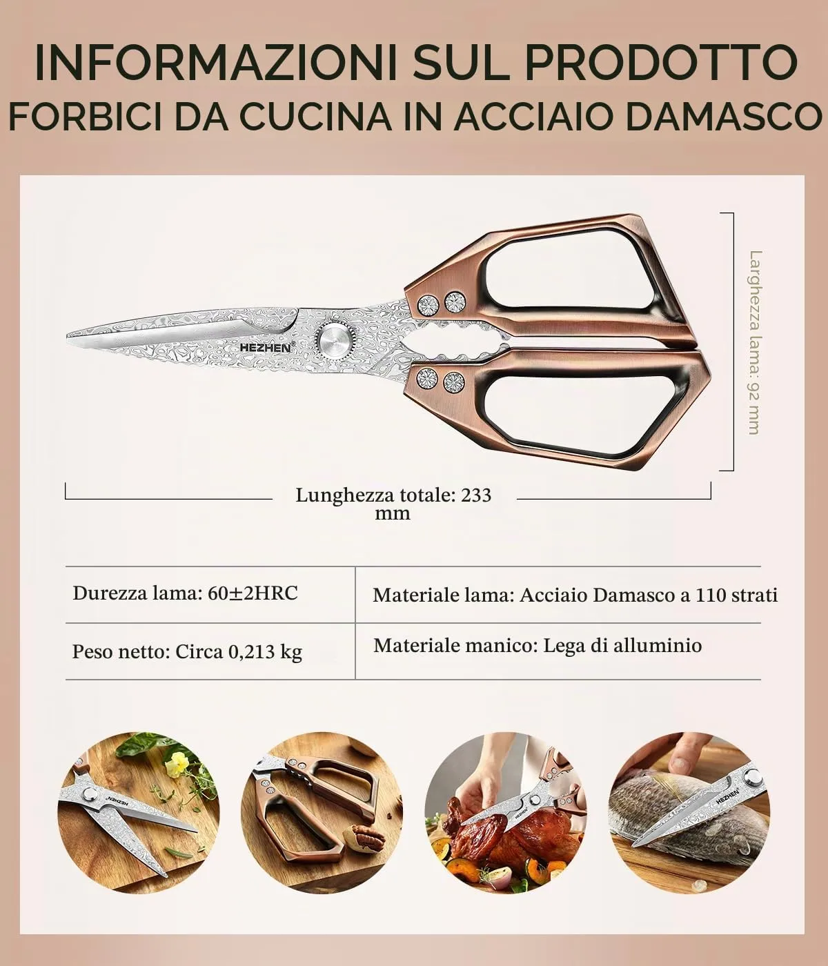 Hezhen forbici cucina damasco 110 strati