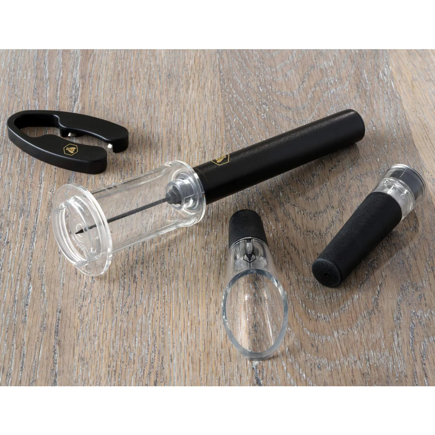Laguiole Set Vino 4 Pezzi Cavatappi Tappo Nero