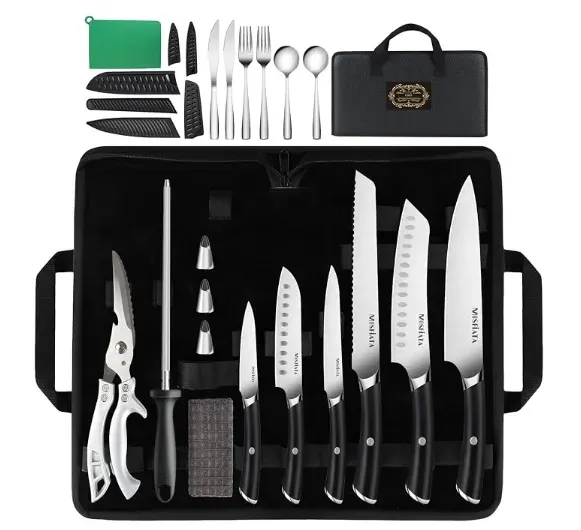 MOSFiATA set coltelli cucina 19 pezzi borsa viaggio inox