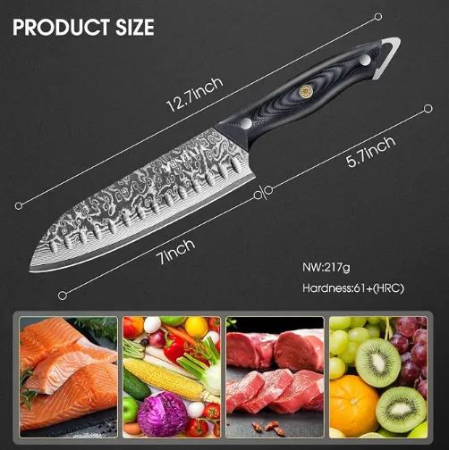 MOSFiATA Santoku Damasco 18 cm VG10 Manico G10