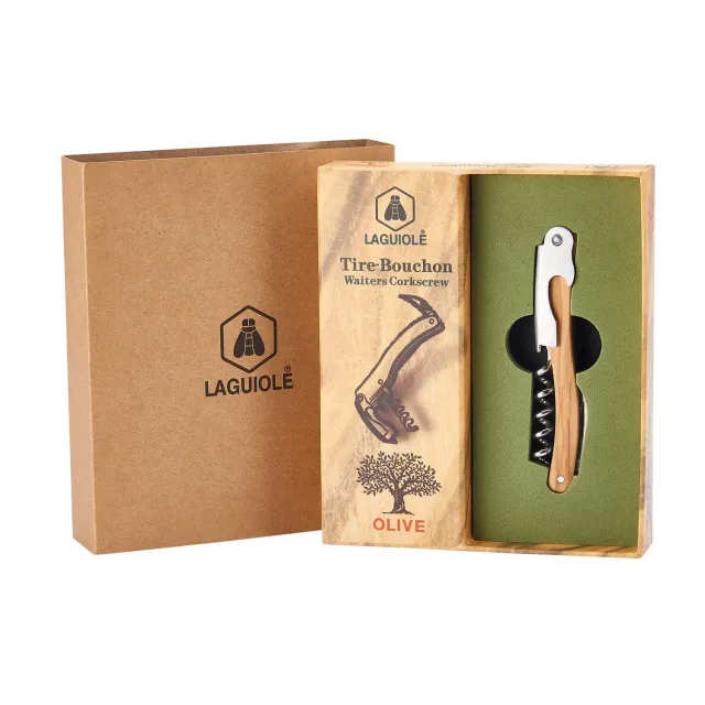 Laguiole en Aubrac cavatappi sommelier legno ulivo 3 in 1