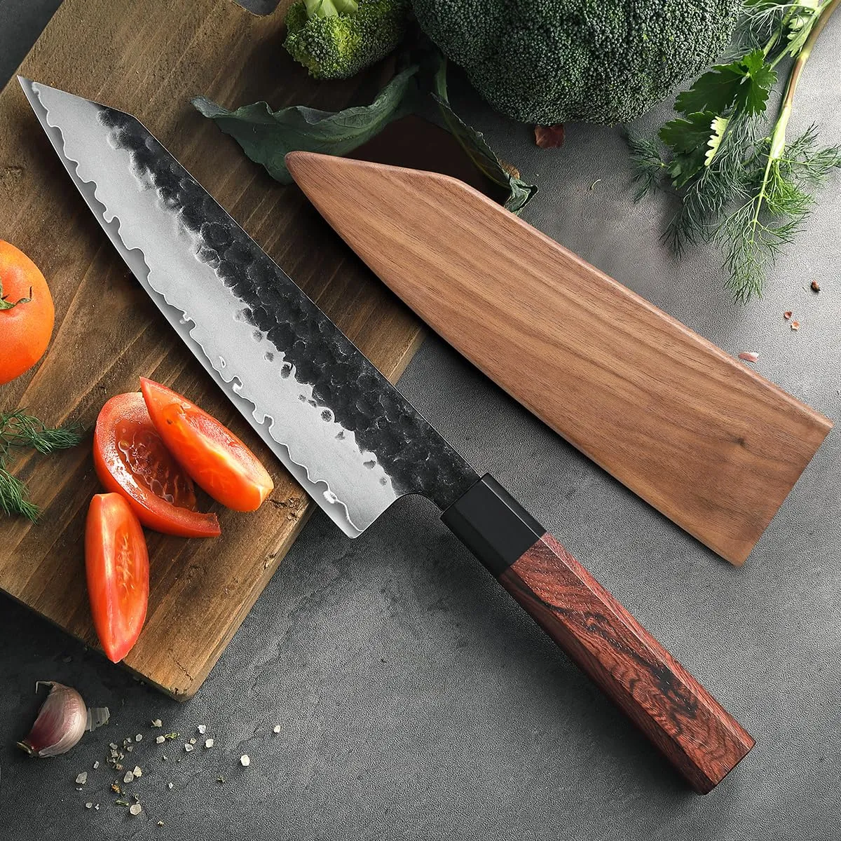Hezhen Kiritsuke Coltello Chef 22 cm con Fodero