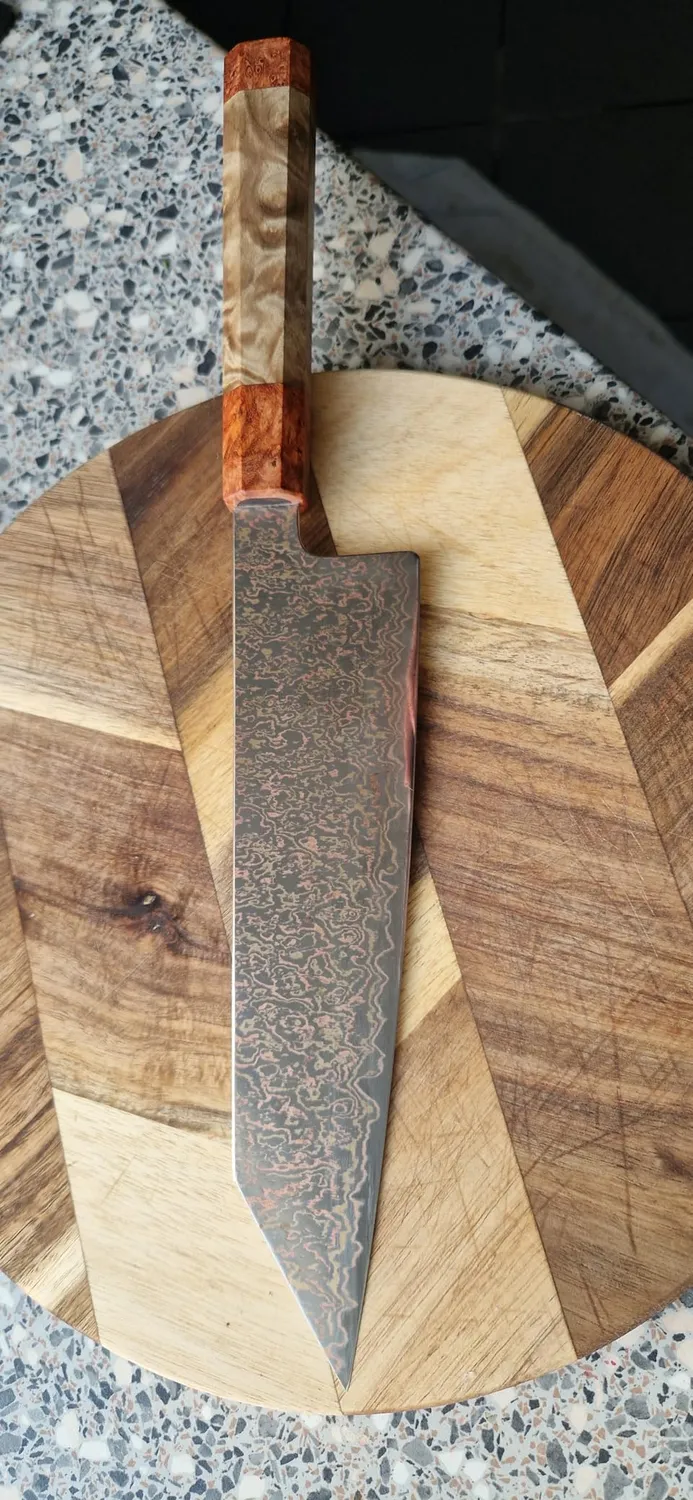 Hezhen Coltello Universale Damasco 14 cm Legno Scatola