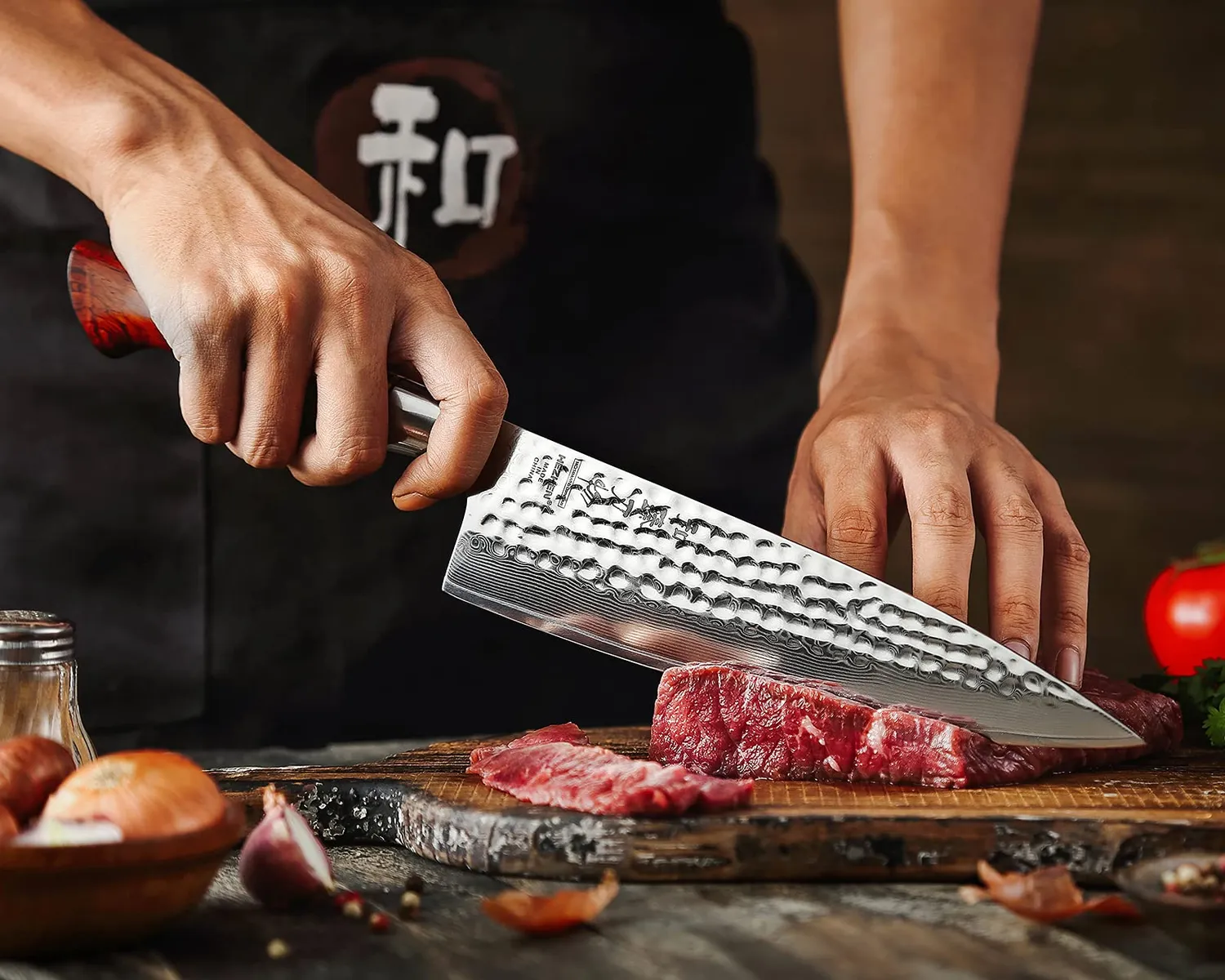 HEZHEN Master Hammered set coltelli cucina damasco 4 pezzi