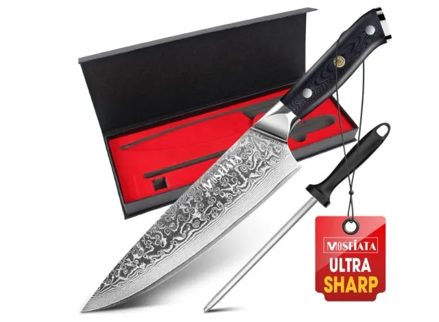 MOSFiATA Damascus coltello chef 8 pollici acciaio VG-10