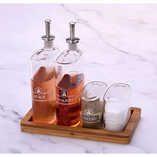 Laguiole Set Vinaigrette 4 pezzi vetro olio aceto sale pepe