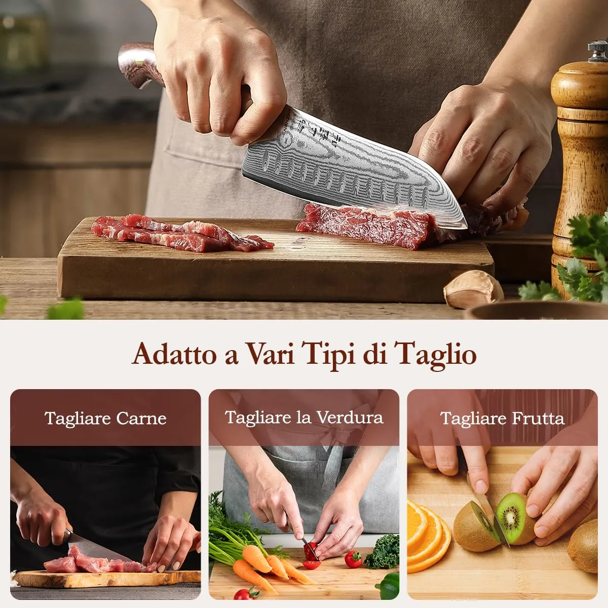 HEZHEN Damasco Coltello da Chef 19 cm Acciaio Damasco