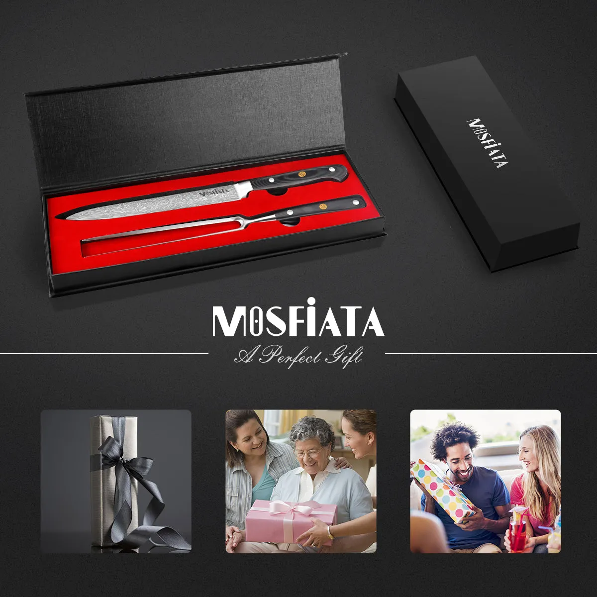 MOSFiATA Trinciante 8" e Forchettone 7" Set 2 Pezzi Inox