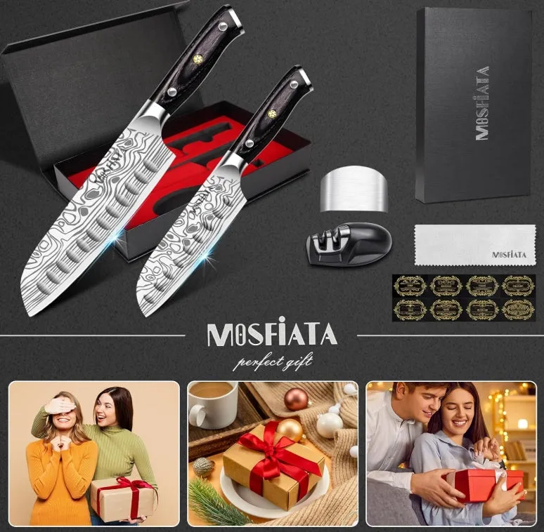 MOSFiATA Set 2 Santoku 7 e 5.5 Pollici Acciaio Tedesco