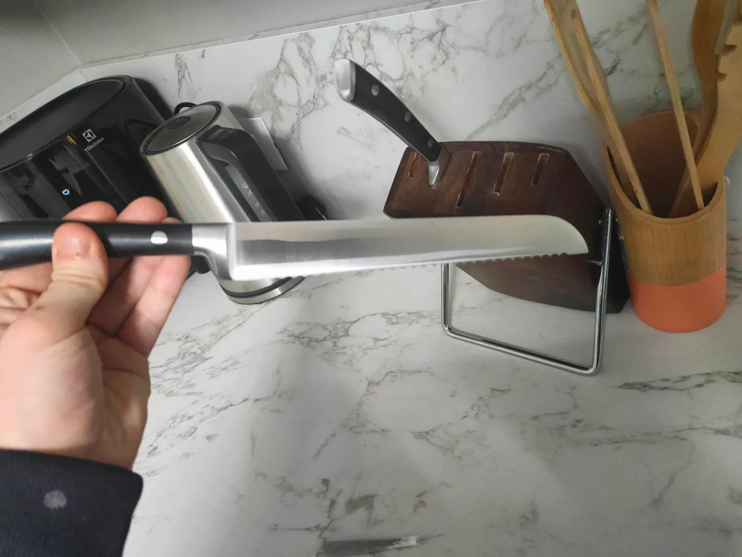 D.Perlla set coltelli cucina 6 pezzi acciaio ceppo legno