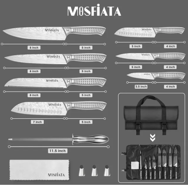 MOSFiATA set coltelli cucina 12 pezzi borsa oxford