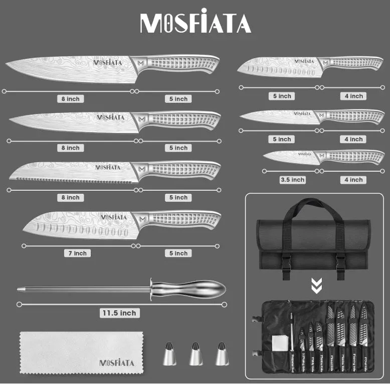 MOSFiATA set coltelli cucina 12 pezzi borsa oxford