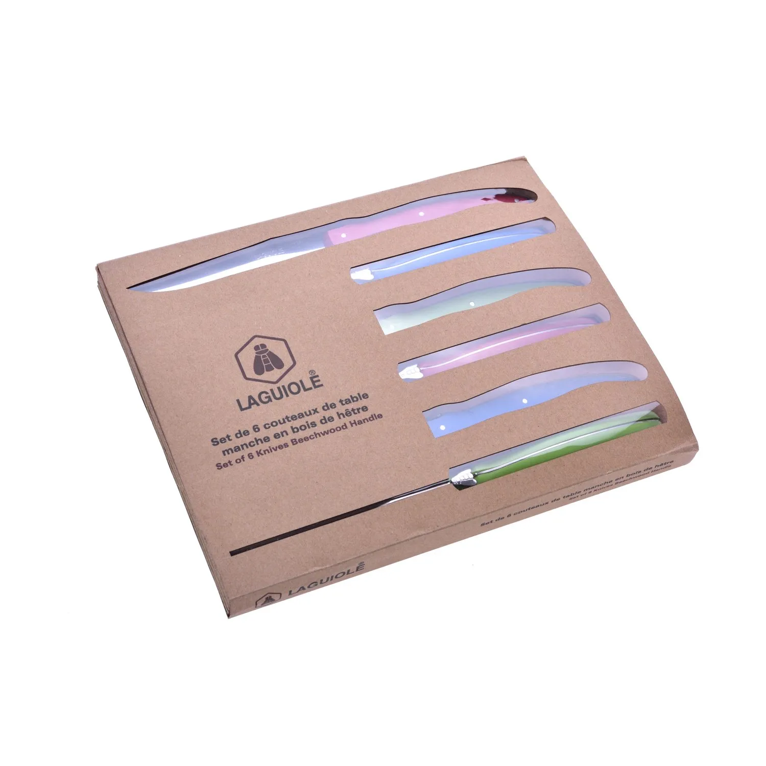 Laguiole en Aubrac coltelli da bistecca set 6 pezzi faggio multicolore