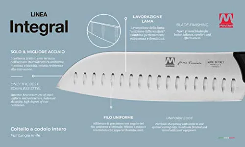 Montana Integral Coltello Santoku 18 cm Alveolato Inox