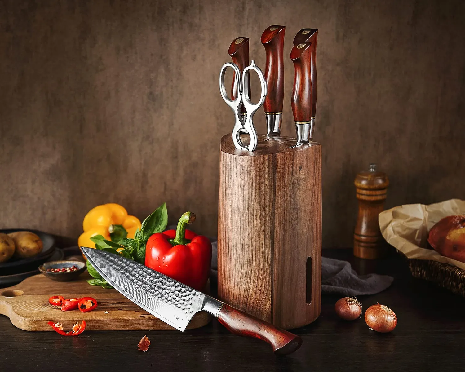 Hezhen Master set coltelli damasco 7 pezzi palissandro
