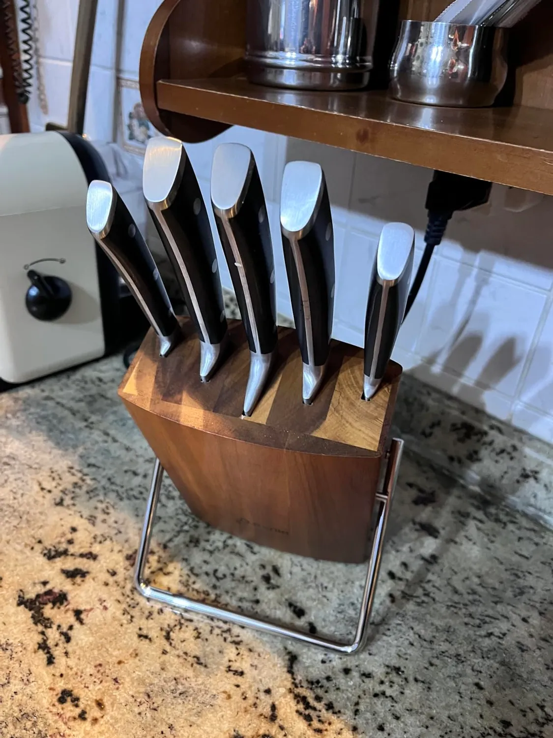 D.Perlla set coltelli cucina 6 pezzi acciaio ceppo legno