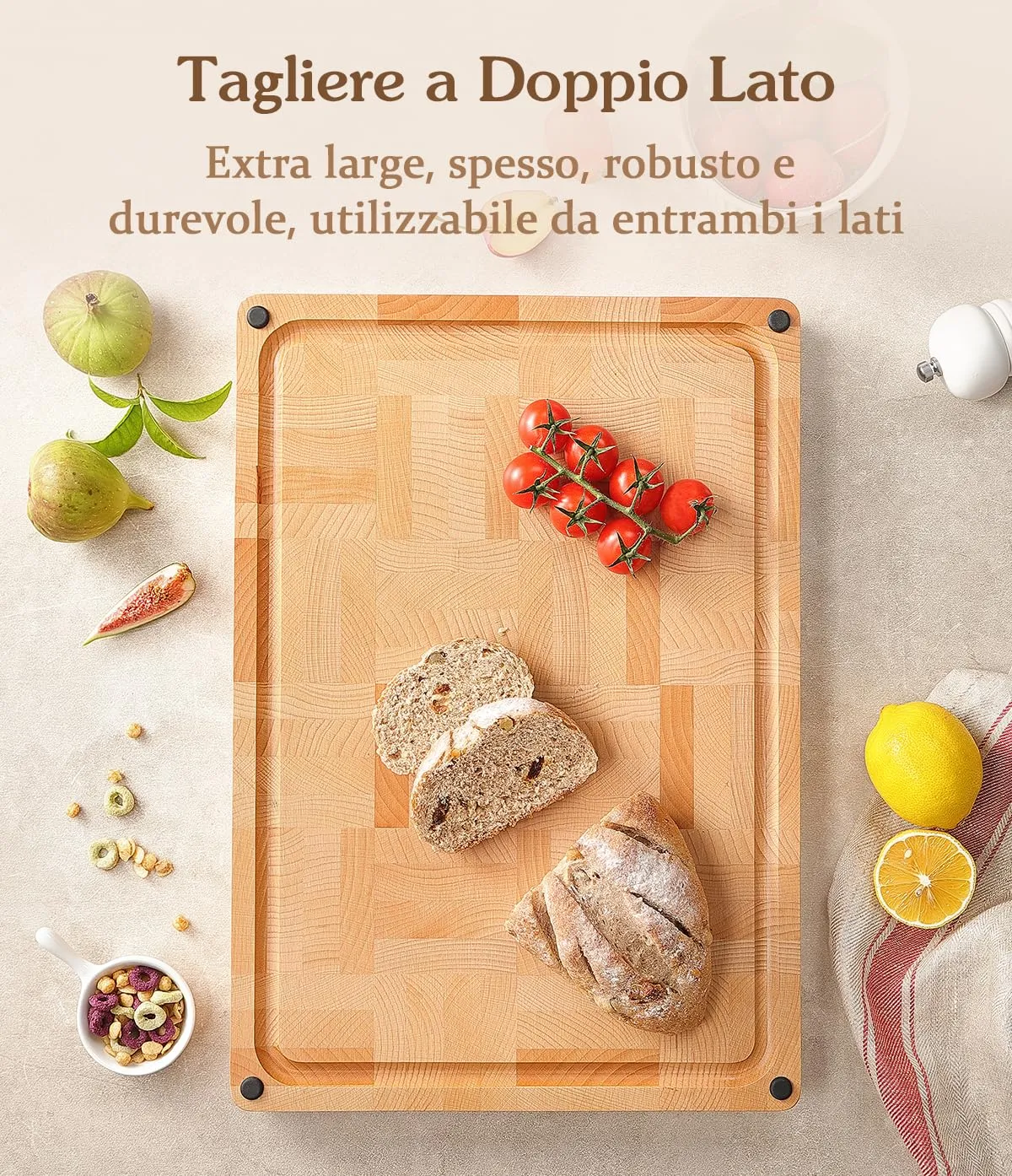 HEZHEN tagliere cucina legno faggio doppio lato scanalatura