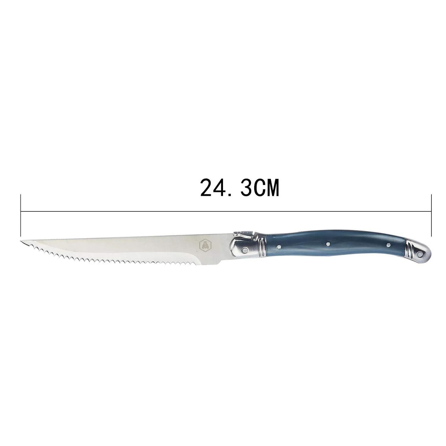 Laguiole set 6 coltelli bistecca grigi ceppo pino acciaio