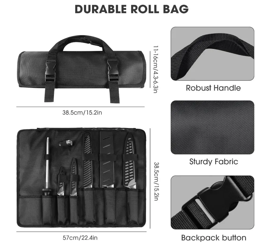 MOSFiATA Set Coltelli 10 Pezzi Giapponese con Borsa Oxford