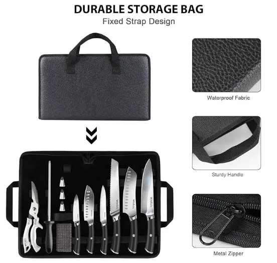 MOSFiATA set coltelli cucina 19 pezzi borsa viaggio inox