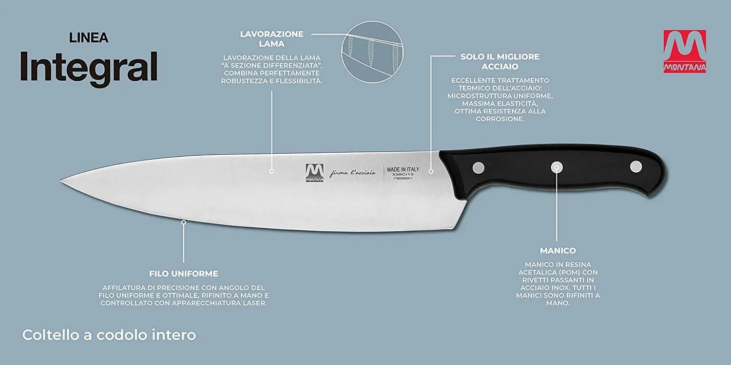Montana Blu Integral Ceppo 6 Coltelli Cucina Magnetico Faggio