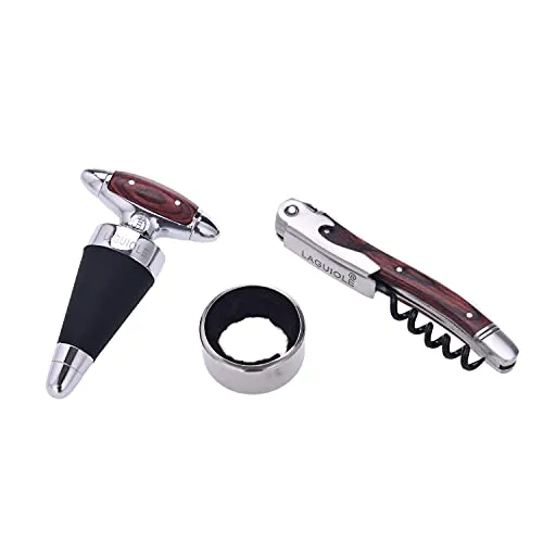Laguiole en Aubrac Set 3 Accessori Vino Sommelier Marrone