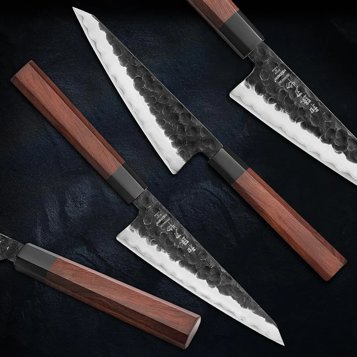 Hezhen Retro coltello spelucchino Honesuki rossonero