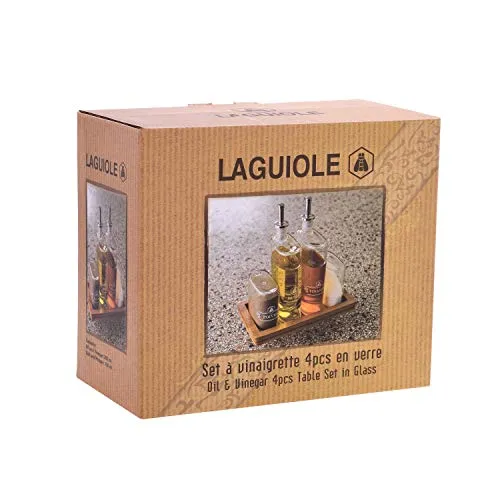 Laguiole Set Vinaigrette 4 pezzi vetro olio aceto sale pepe