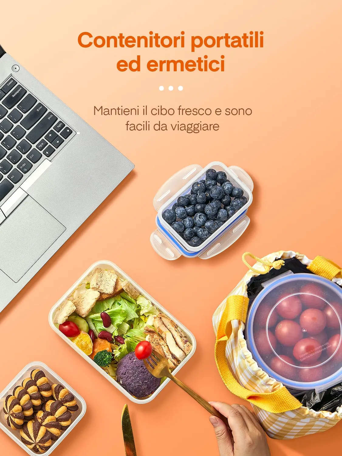 D.Perlla contenitori alimenti 8 pezzi ermetici BPA free