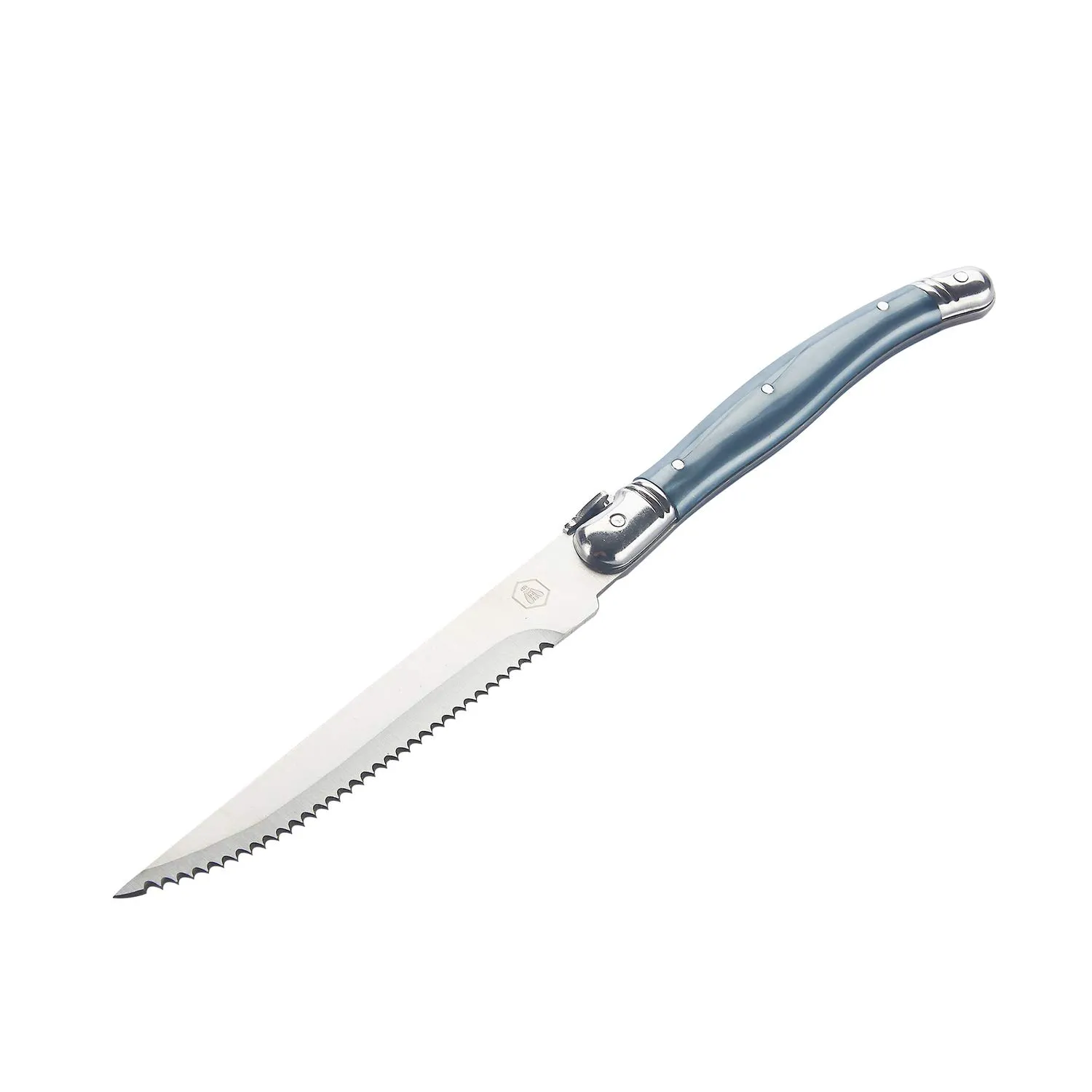 Laguiole set 6 coltelli bistecca grigi ceppo pino acciaio