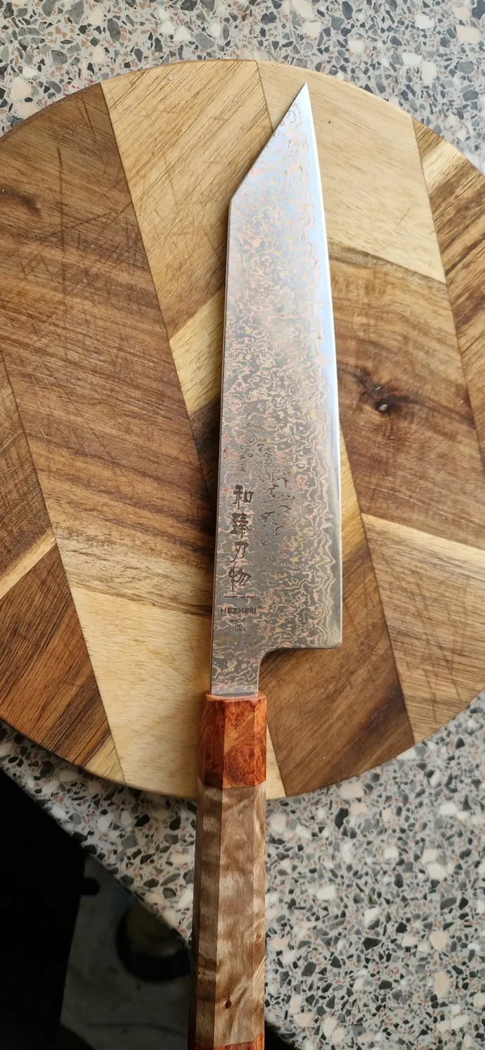 Hezhen Coltello Universale Damasco 14 cm Legno Scatola
