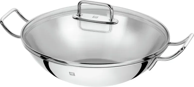 Zwilling Plus Wok Acciaio 32 cm con Coperchio e Griglia Induzione