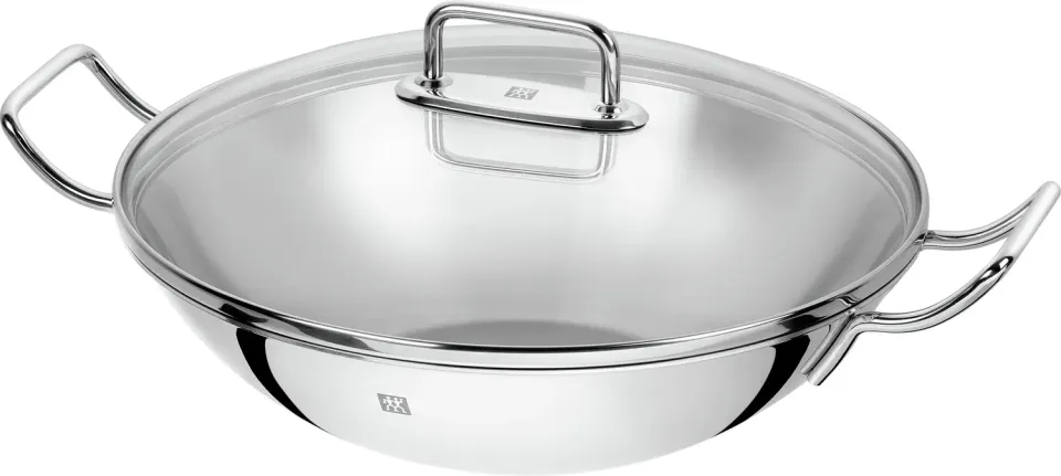 Zwilling Plus Wok Acciaio 32 cm con Coperchio e Griglia Induzione