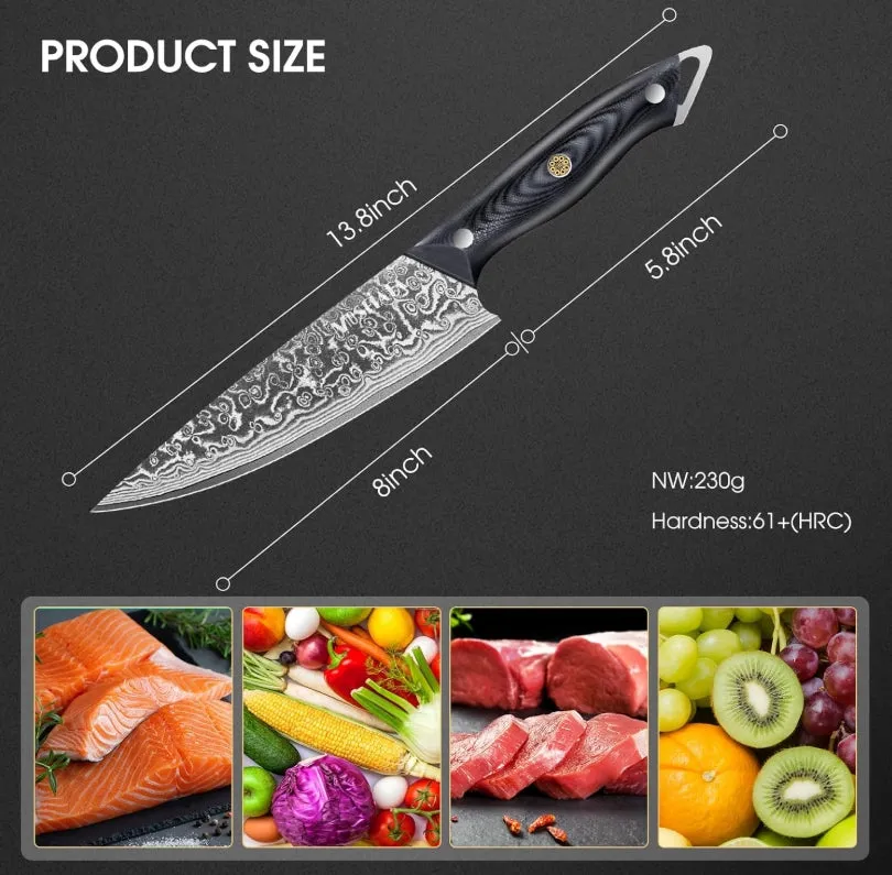 MOSFiATA Damascus coltello chef 20 cm lama damasco