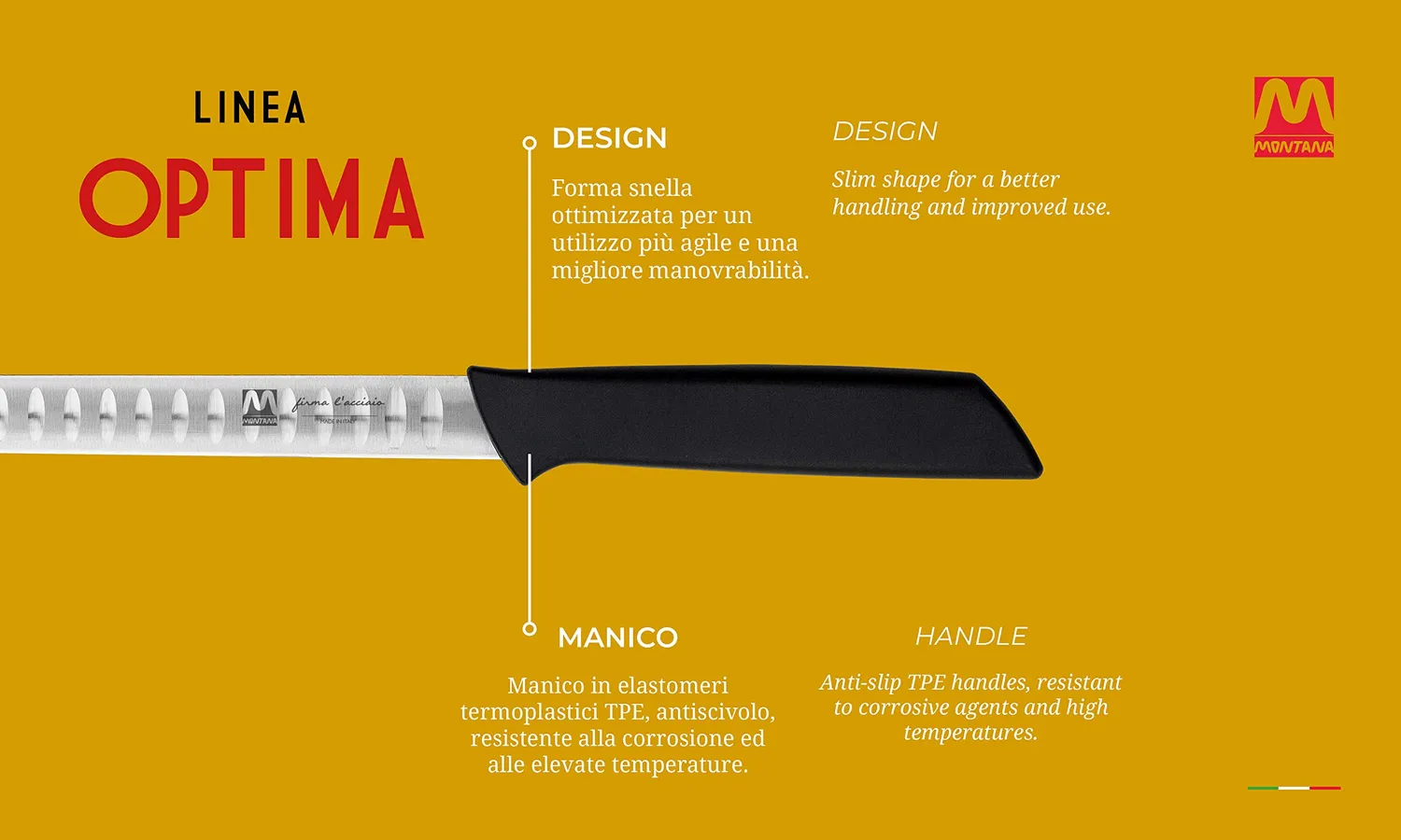 Montana Optima coltello salmone alveolato 28 cm