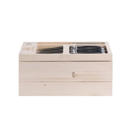 Laguiole en Aubrac set posate 24 pezzi nero acciaio